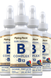 B-Complex Liquid Plus B-12 Sublingual , 1200 mcg, 2 fl oz (59 mL) Dropper Bottle, 4  Bottles