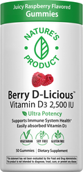 Berry D-Licious Vitamin D3 2,5000 IU (Juicy Raspberry), 50 Gummies