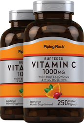 Buffered C 1000 mg with Bioflavonoids & Wild Rose Hips, 250 Coated Caplets, 2  Bottles