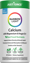 Calcium Magnesium and Vegan D3 + Real Food Nutrients, 90 Vegan Caplets