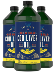 Engelvaer Norwegian Cod Liver Oil (Natual Lemon Flavor), 16 fl oz (473 mL) Bottle