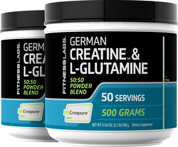 German Creatine Monohydrate (Creapure) & L-Glutamine Powder (50:50 Blend), 10 grams (per serving), 1.1 lb
