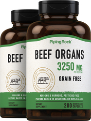 Grass Fed Beef Organs, 3250 mg (per serving), 200 Quick Release Capsules