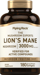 Lion's Mane Mushroom, 3000 mg (per serving), 180 Quick Release Softgels