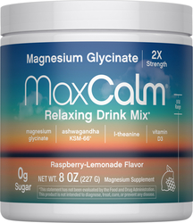 MaxCalm® Relaxing Drink Mix* Magnesium Glycinate Raspberry-Lemonade, 8 oz (227 g) Bottle