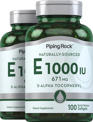 100% Natural Vitamin E-1000 IU   2 Bottles x 100 Softgels