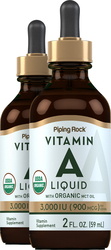 Vitamin A Liquid (Organic), 3000 IU, 2 fl oz (59 mL) Dropper Bottle, 2  Bottles
